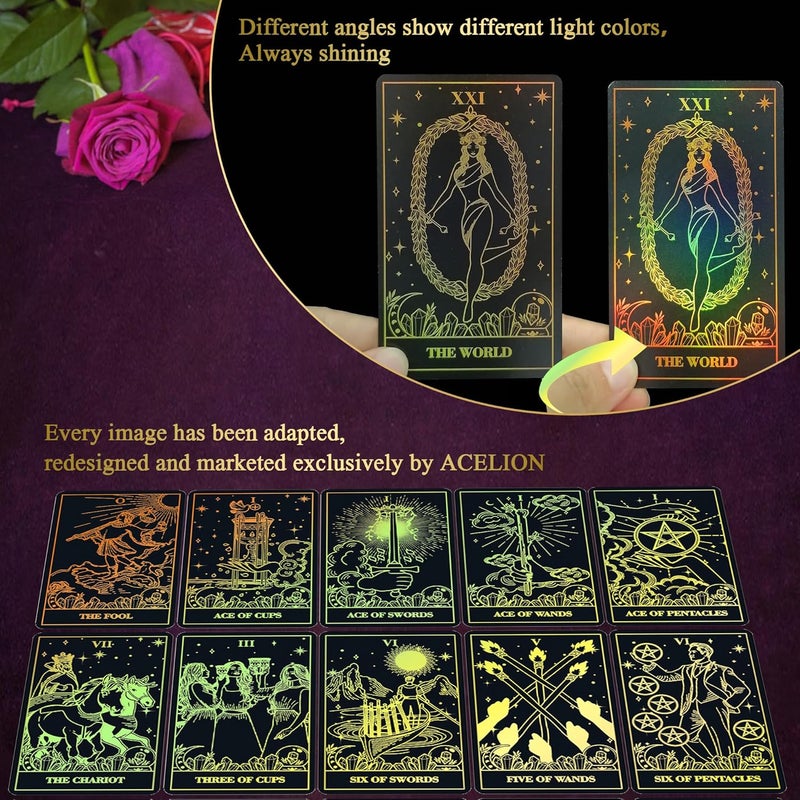 WJPC Gold Foil Edge Tarot Cards with Guidebook Set&Gift Box for Beginner& Expert. Original Design Tarot Cards Decks - Image 3